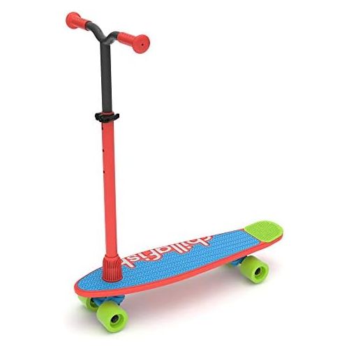  Chillafish Skatieskootie Customizable Training Skateboard and Lean-to-Steer scooter with Detachable Stability Handlebar, Multiple Deck & Tail color options, Ages 3 +, Red Mix