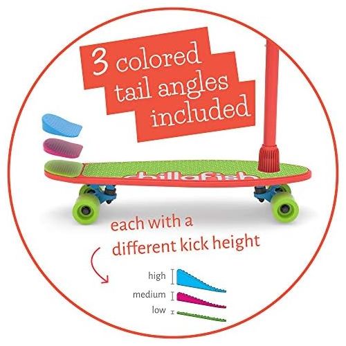  Chillafish Skatieskootie Customizable Training Skateboard and Lean-to-Steer scooter with Detachable Stability Handlebar, Multiple Deck & Tail color options, Ages 3 +, Red Mix