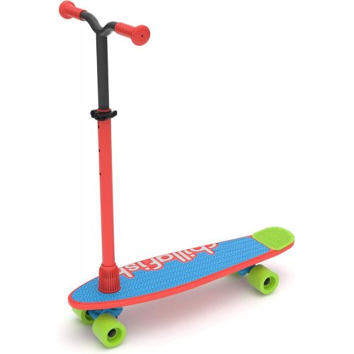  Chillafish Skatieskootie Customizable Training Skateboard and Lean-to-Steer scooter with Detachable Stability Handlebar, Multiple Deck & Tail color options, Ages 3 +, Red Mix
