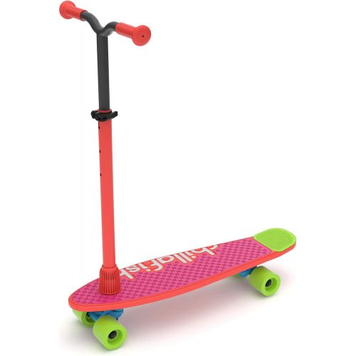  Chillafish Skatieskootie Customizable Training Skateboard and Lean-to-Steer scooter with Detachable Stability Handlebar, Multiple Deck & Tail color options, Ages 3 +, Red Mix