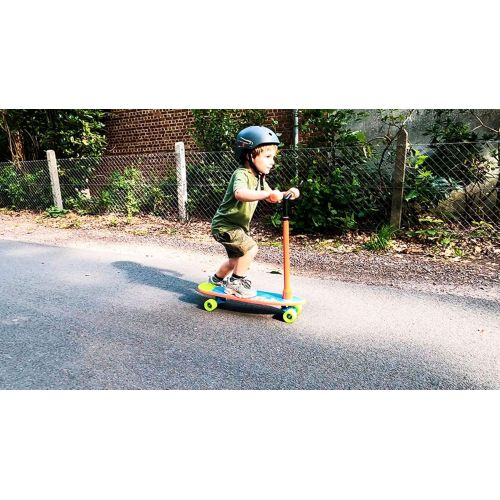  Chillafish Skatieskootie Customizable Training Skateboard and Lean-to-Steer scooter with Detachable Stability Handlebar, Multiple Deck & Tail color options, Ages 3 +, Red Mix