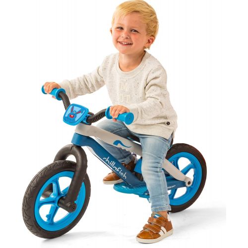  [아마존베스트]Chillafish Bmxie² Lightweight Balance Bike with Integrated Footrest and Footbrake for Kids Ages 2 to 5 Years, 12-inch Airless Rubberskin Tires, Adjustable Seat Without Tools, Blue