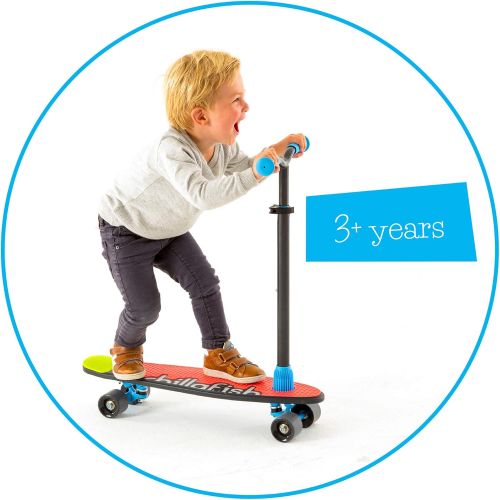 Chillafish Skatieskootie Customizable Training Skateboard and Lean-to-Steer scooter with Detachable Stability Handlebar, Multiple Deck & Tail color options, Ages 3+, Black Mix