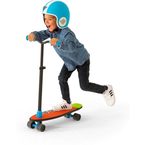  Chillafish Skatieskootie Customizable Training Skateboard and Lean-to-Steer scooter with Detachable Stability Handlebar, Multiple Deck & Tail color options, Ages 3+, Black Mix