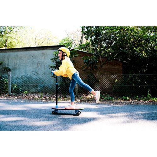  Chillafish Skatieskootie Customizable Training Skateboard and Lean-to-Steer scooter with Detachable Stability Handlebar, Multiple Deck & Tail color options, Ages 3+, Black Mix