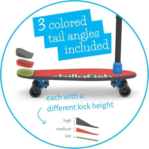  Chillafish Skatieskootie Customizable Training Skateboard and Lean-to-Steer scooter with Detachable Stability Handlebar, Multiple Deck & Tail color options, Ages 3+, Black Mix