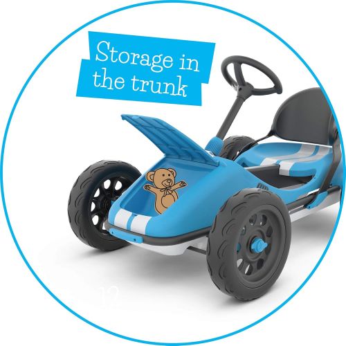  Chillafish Monzi RS Kids Foldable Pedal Go-Kart, with Airless RuberSkin Tires, Blue