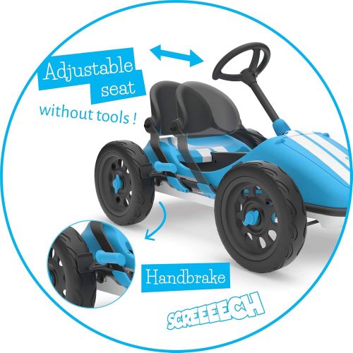  Chillafish Monzi RS Kids Foldable Pedal Go-Kart, with Airless RuberSkin Tires, Blue