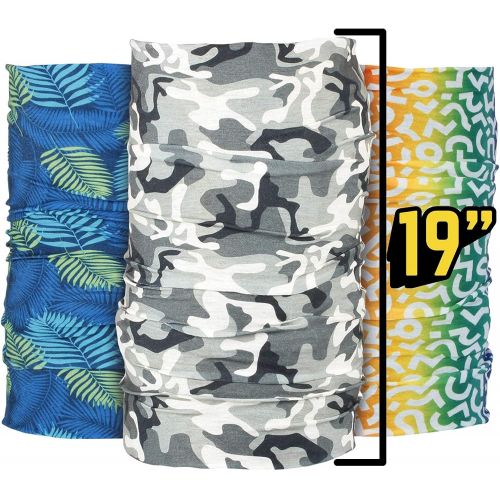  Chillbo Neck Gaiters 7 Pack. Neck Gaiter Face Mask Men and Women with 7 Stylish Patterns for Each Day - Windproof and Reusable Gaiter Mask.