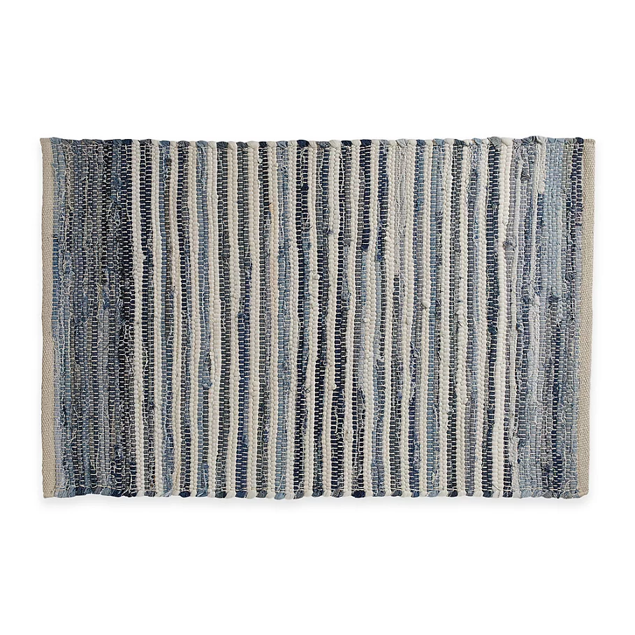  Chindi Hand-Woven Area Rug in Denim Stripe