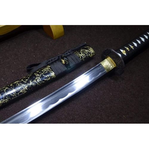  Chinese Samurai Sword,Katana,Kendo(Medium Carbon Steel Blade,Alloy,Solid Wood Leather Scabbard) Full Tang
