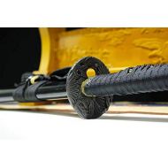 Chinese Loong sword Nihontou Katana,Kendo,Hand Forged(Medium Carbon Steel Blade,Alloy,Black saya) Full Tang