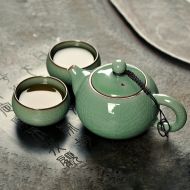 ChineseTeaCeremony Traditional Chinese Porcelain Tea Set, Longquan Celadon Glazed Travel Tea Set, Good Gift for Couple Free Shipping