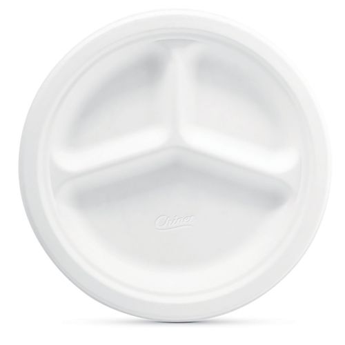  Chinet Classic White Compartment Plate, White, 10-3/8 Inch, 32 Count