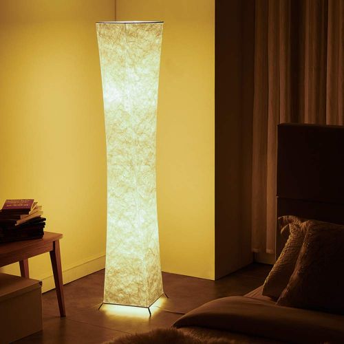  Chiphy Floor Lamp, CHIPHY Tall Lamp for Living Room, with White Fabric Shade and 2 LED Bulbs, Modern and Contemporary Standing Lamp for Bedroom and Office (101061 inches)