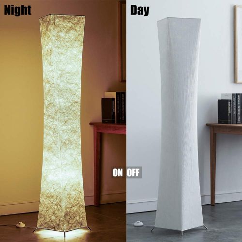  Chiphy Floor Lamp, CHIPHY Tall Lamp for Living Room, with White Fabric Shade and 2 LED Bulbs, Modern and Contemporary Standing Lamp for Bedroom and Office (101061 inches)