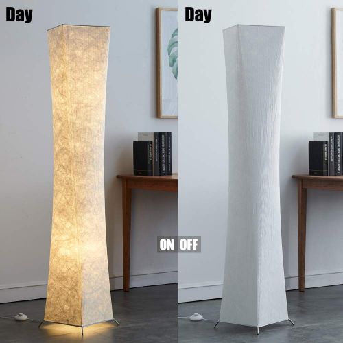  Chiphy Floor Lamp, CHIPHY Tall Lamp for Living Room, with White Fabric Shade and 2 LED Bulbs, Modern and Contemporary Standing Lamp for Bedroom and Office (101061 inches)