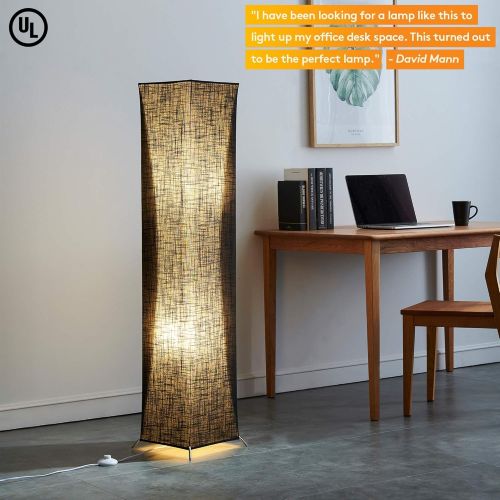  Chiphy Floor Lamp, CHIPHY Standing Lamp, with Black Linen Shade and 2 LED Bulbs, Contemporary and Modern Light for Living Room and Bedroom, Office(101052 inches)