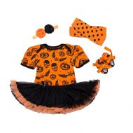 Chiximaxu Maxu Baby Girl Bodysuit Tutu Dress Halloween Costume Set of 4