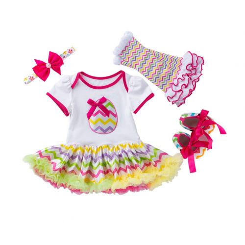  Chiximaxu Baby Girls My First Easter Short-Sleeve Bodysuit Tutu & Leg Warmers Party Costume Set