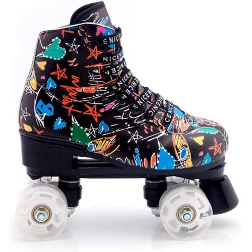  Chiximaxu Classic Roller Skates Indoor/Outdoor Youth High Top Quad Rink Skate Shoes