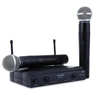 Chliste Dual Wireless Microphone Mic System VHF Handheld Microphone with Receiver Black
