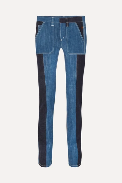 Chloe Two-tone high-rise straight-leg jeans