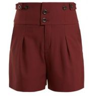 Chloe High Waist Double Button Shorts - Womens - Burgundy