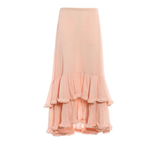  Chloe Creased cotton silk frilled skirt