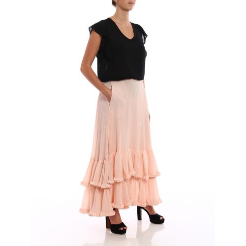  Chloe Creased cotton silk frilled skirt