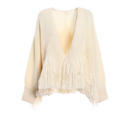  Chloe Virgin wool fringed cardigan