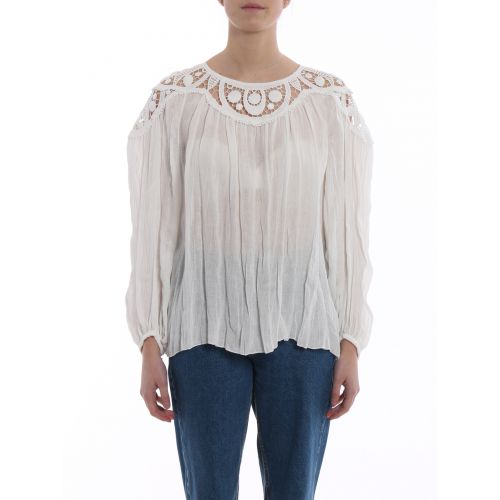  Chloe Cotton guipure embellished blouse