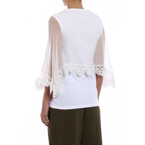  Chloe Silk and macrame cape jersey top