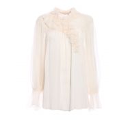 Chloe Ruffled silk crepon blouse