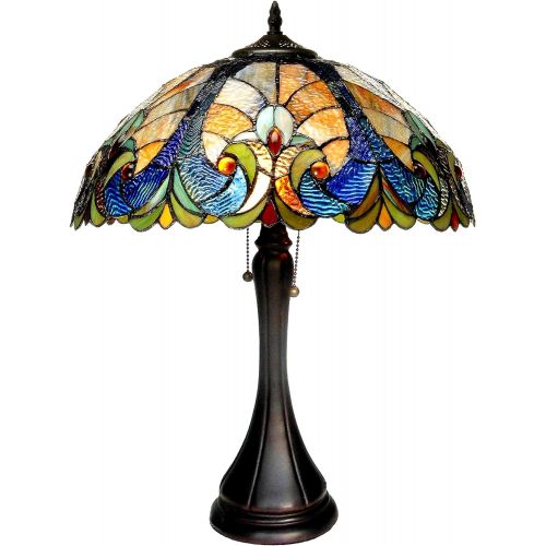  Chloe Lighting CH16780VA16-TL2 Tiffany Amor, Tiffany-style Victorian 2 Light Table Lamp 16-Inch Shade, Multi-colored