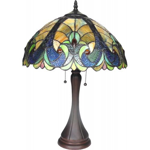  Chloe Lighting CH16780VA16-TL2 Tiffany Amor, Tiffany-style Victorian 2 Light Table Lamp 16-Inch Shade, Multi-colored