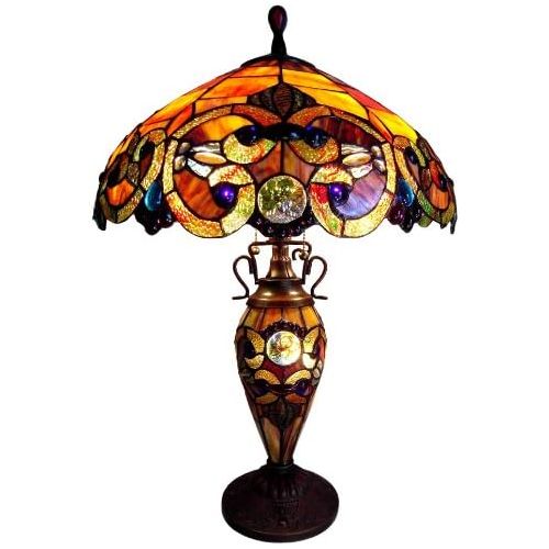  Chloe Lighting CH18648-SPC-DT3 Tiffany-Style 3-Light Double Lit Table Lamp with Shade, 26 x 18 x 18, Bronze