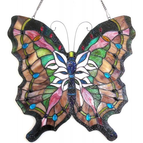  Chloe Lighting 22x22 Papilio Tiffany-Glass Butterfly Window Panel, One Size