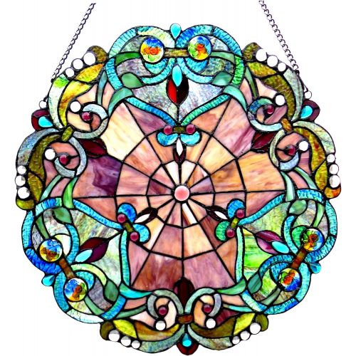  Chloe Lighting 20 Emilia Tiffany-Glass Victorian Window Panel