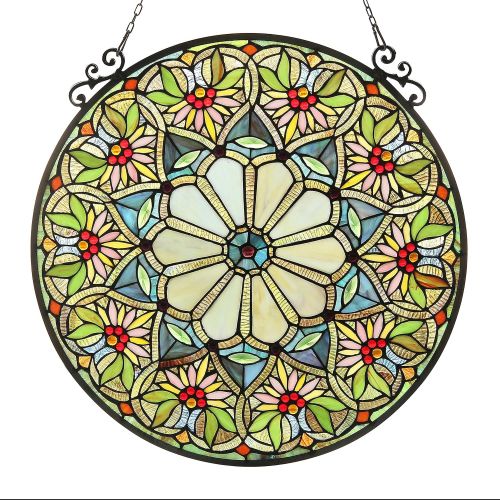  Chloe Lighting 23.5 Sunny, Tiffany-Glass Floral Window Panel, One Size