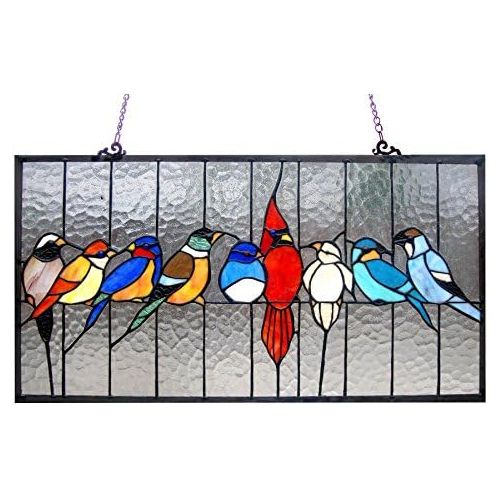 Chloe Lighting Tiffany Style Featuring Birds in the Cage Window Panel