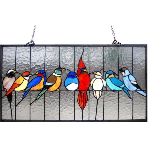  Chloe Lighting Tiffany Style Featuring Birds in the Cage Window Panel