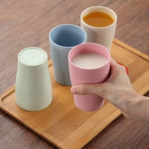  [아마존베스트]Choary Eco-friendly Unbreakable Reusable Drinking Cup for Adult, Wheat Straw Biodegradable Healthy Tumbler Set 5-Multicolor, Dishwasher Safe