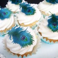 Chockacake Assorted Edible Peacock Feather,Wafer Rice Paper Cupcake Toppers/Decorations (200pcs)