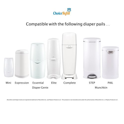  [아마존베스트]ChoiceRefill Compatible with Diaper Genie Pails, 4-Pack, 1080 Count