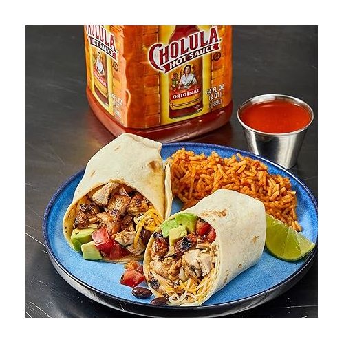  Cholula Original Hot Sauce, 64 fl oz - One 64 Fluid Ounce Bulk Container of Hot Sauce with Mexican Peppers and Signature Spice Blend, Perfect with Tacos, Eggs, Wings, Chicken and More