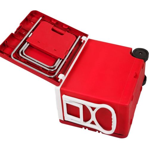  Chonlakrit New Multi Function Rolling Cooler Picnic Camping Outdoor w/ Table & 2 Chairs Red