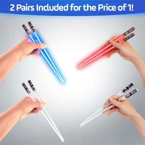  [아마존베스트]ChopSabers LIGHTSABER CHOPSTICKS LIGHT UP STAR WARS LED Glowing Light Saber Chop Sticks REUSABLE Sushi Lightup Sabers Red and Blue 2 Pairs