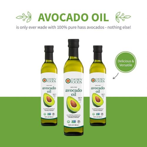  Chosen Foods 100% Pure Avocado Oil 16.9 oz. (6 Pack), Non-GMO for High-Heat Cooking, Frying,...