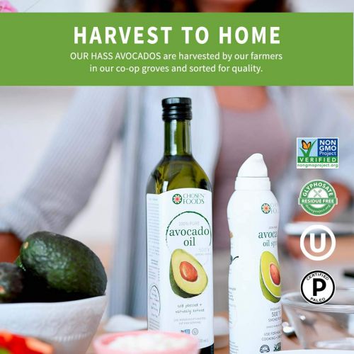 Chosen Foods 100% Pure Avocado Oil 16.9 oz. (6 Pack), Non-GMO for High-Heat Cooking, Frying,...